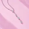 Collar con Colgante de Borla Gota de Agua de Moissanita en Plata S925 para Mujer, Minimalista, Lujo Ligero, Gama Alta, Nicho, Cadena para Clavícula Cepillada