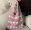 Bolsas para Mujer, Bolsas de Compras, Bolsas Tejidas a Mano, Bolsos de Mano de Nuevo Estilo de Alta Gama, Bolsos de Hombro, Bolsas Tejidas, Forma de Corazón, Transfronterizo, Exquisito