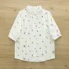 Camisa de gasa de algodón de doble capa con manga corta para mujer, fresco estampado floral de verano, suave, agradable para la piel, transpirable, absorbente del sudor, top de algodón puro de manga media