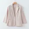 Reno y an Di Algodón y Lino Ropa de Mujer 2026 Otoño Nuevo Chaqueta de Ramio para Mujer Nuevo Estilo Chino Blazer de Alta Gama