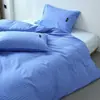 Juego de Cuatro Piezas Minimalista Nórdico 100% Algodón Puro, Adecuado para Todas las Estaciones, Juego de Tres Piezas de Sábana y Funda Nórdica Rayada de Lujo Ligero