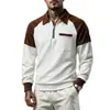 Colección otoño/invierno 2026 de Amazon: Camisa polo casual para hombre con diseño de bloques de color, cuello alto, cremallera y mangas largas de punto gofrado