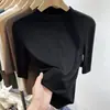 Camiseta de manga media adelgazante de color sólido modal con tacto súper agradable para todas las combinaciones, para mujer, primavera y verano, nueva, moderna