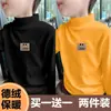 Y2018# camisa de base masculina de veludo outono e inverno nova gola semi-alta infantil estilo ocidental gola semi-alta manga longa camiseta espessa