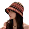 Sombrero de Pescador Transpirable de Punto Hueco Colorido Estilo Coreano para Mujer, Sombrero de Cubo con Visera para el Sol al Aire Libre en Verano Que Hace que la Cara Parezca Más Pequeña