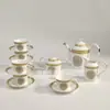 Conjunto de Café Cerâmico Estilo Europeu Transfronteiriço Xícara de Café de Luxo Leve Vintage Conjunto para Chá da Tarde Britânico Embalado em Caixa de Presente