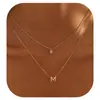 Collar de Acero Inoxidable para Mujer Estilo Europeo y Americano, Doble Capa con 26 Letras, Cadena para Clavícula Elegante y de Moda, Regalo