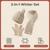 Sombreros Transfronterizos para Hombres y Mujeres en Otoño e Invierno Gorros de Lana Tejidos Gruesos con Forro de Polar, Bufandas y Guantes Trajes Cálidos