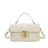 Bolso de Mano Retro Color Puro Estilo Hong Kong para Mujer 2025 Otoño Nicho Ligero Armonía Estilo Extranjero Versátil Hombro Único Cruzado Pequeño Cuadrado