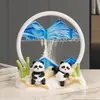 Pintura de arena movediza de panda con arte 3D simple, decoración, regalo creativo, cumpleaños, descompresión, alivio, reloj de arena, sala de estar, decoración del hogar