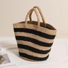 Bolsa de Palha Tecida Lafite de Grande Capacidade Manual Nova Bolsa Tote Listrada Bolsa Tecida Estilo Férias Bolsa de Praia Bolsa Feminina Versátil