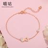 Xi Gu H0101 Plata S925 Pulsera Simple Artística en Forma de Corazón para Mujer Micro Diamante Pulsera de Amor para Niña Moda