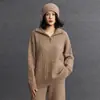 Tricô Feminino de Caxemira Outono e Inverno Novo Tricô Versátil Gola Retro Trançado Solto Casual Estilo Preguiçoso
