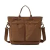 Bolsa tote transversal de nylon lisa, moderna e versátil, grande capacidade, à prova d'água, adequada para o trabalho e aulas, bolsa de ombro com múltiplos bolsos para homens e mulheres
