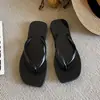 Chanclas de punta cuadrada para mujer, zapatos de verano para viajes al aire libre, suela suave, antideslizantes, sandalias doradas para exteriores para la playa
