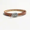 Cadena de Cintura Nueva Simple Europea y Americana Hebilla Tallada de Plata Antigua Cinturón Delgado Ajustable Moldeador de Cintura Decorativo Cinturón de Cuero para Mujeres Fabricante Venta al por Mayor