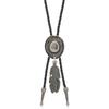Sombrero de Vaquero Occidental Estilo Punk Retro Simple Europeo y Americano Pluma Aleación Pu Collar Polo para Hombre Collar Largo
