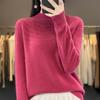 Nova Camisa de Tricô Jacquard com Gola Redonda Outono e Inverno Feminina Manga Longa Pulôver Camisa Base Estilosa Suéter Cor Sólida Top Solto Tendência