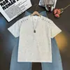 Camiseta de Verano Bordada de Corte Recto para Hombre, Estilo Retro Americano Fresco de Manga Corta, Holgada y Transpirable de Media Manga