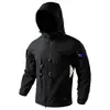 Fleece forrado otoño e invierno multibolsillos impermeable cortavientos táctico casual para exteriores cálido ropa de trabajo con cuello alto