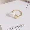 Anillo de Apertura Ajustable Metálico Natural de Agua Dulce Irregular Cóncavo y Convexo Retro Francés Venta al por Mayor