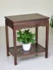 Soporte para Flores de Madera Maciza, Soporte para Acuario y Bonsái, Soporte de Piso de Doble Capa para Macetas, Mesa Rectangular de Madera de Olmo para Flores y Estante de Almacenamiento