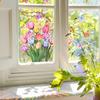 XC3023 Pegatinas de Tulipanes Coloridos para Ventana Pegatinas de Mariposas para Vidrio de Ventana Decoración del Hogar Pegatinas Electrostáticas para Ventana con Luz Solar Pegatinas de Pared