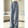 Shaoxing - 2026 Pantalones Casuales para Mujer DeRong 270g Pantalones Sencillos Bolsillo Doble Serie de Pantalones de Rayas Verticales Finas Teñidos en Hilo