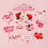 214 Celebridad de Internet Día de San Valentín Oso Lindo para Apilar Decoración de Pastel Tarjeta Rosa con Forma de Corazón Insertable
