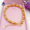Pulsera al por mayor para dama chapada en oro latón joyería de boda de oro de imitación electrochapado pulsera de joyería de cuentas redondas lisas esmeriladas