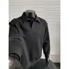 Camisa Polo de Alta Gama Cleanfit Manga Larga Verano para Hombre Camiseta Juvenil con Cuello Americano Camiseta de Manga Larga con Panel en el Hombro Derecho Estilo Americano