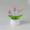 Ramo Pequeño de Punto Transfronterizo en Maceta Regalo para el Día del Maestro Producto Terminado Hilo Girasol Flor Artificial Decoración de Escritorio