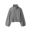 Comercio exterior transfronterizo estilo europeo y americano ropa de mujer ZA AliExpress superventas cuello alto manga larga chaqueta de aviador abrigo corto