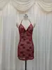 Vestido Sexy de Tirantes Finos para Mujer Europea y Americana Espalda Descubierta de Encaje Transparente Lencería Erótica para Mujer Falda Bodycon 8169