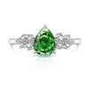 Anillo de Estrella de Hielo Cortado Caliente Más Vendido para Mujer, Incrustado con Deslumbrantes Piedras Preciosas de Colores, Joyería de Anillo de Diamante de Alto Carbono en Forma de Pera