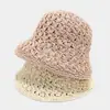 Sombrero de Pescador de Paja Hueco de Verano para Mujer, Viajes al Aire Libre, Vacaciones en la Playa, Sombrero de Sol Transpirable, Sombrero de Cubo de Moda para Adelgazar la Cara