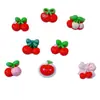 Mini Serie Cereza Roja Pasador de Pelo con Lazo Cuerda para el Cabello Pinza Crema de Uñas Pegamento Accesorios de Resina para Manualidades