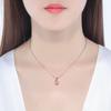 Colgante de turmalina en polvo natural de imitación europea y americana para mujer, tesoro de color incrustado con cristal rosa chapado en oro rosa de 18 quilates, collar al por mayor