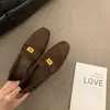Primeiro Encontro Temporada Camurça Um Passo Sapatos Femininos Sola Plana Sapatos Individuais Femininos 2025 Novo Primavera Outono Mocassins Britânicos Bico Quadrado Sapatos de Dirigir