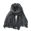 Bufanda de Algodón y Lino Otoño e Invierno Nuevo Estilo Artístico Plisada Retro Hecha a Mano Teñido Sucio Color Sólido Transfronteriza Comercio Exterior Bufanda para Hombre