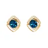 Brincos de tarraxa de cristal azul para mulheres, simples e pequenos para o verão, 2024, novos, modernos, elegantes, de alta qualidade, com haste de prata para orelha