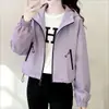 Jaqueta de Trabalho Casual Versátil Curta com Capuz para Primavera/Outono 2026 Novo Estilo Feminino Tamanho Pequeno para Uso Externo