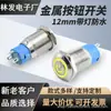 Interruptor de Botón Metálico Impermeable de Alimentación Estándar 220V24V, Anillo de Restablecimiento Iluminado de Cabeza Alta/Plana de 12 mm, Autobloqueante