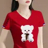 Camiseta de Manga Corta de Marca con Etiqueta Cortada, Excedente de Comercio Exterior Transfronterizo, Top Versátil de Media Manga de Corte Holgado, Top Moderno Estampado