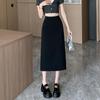 Foto Real da Nova Saia Midi Profissional Estilo Blazer de Cintura Alta Slim Fit com Fenda para Primavera/Verão 2026