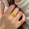 Novo Anel Rosa Envolvente de Dedo Retrô Antigo com Diamantes, Estilo Pequeno e Fragrante, Anel de Flor Versátil Banhado a Ouro