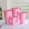 Balde de Flores para el Hogar Estilo Nórdico, Balde de Flores Frescas para Floristería, Cubo Decorativo de Lata, Balde Profundo para Arreglos Florales, Jarrón Grande