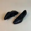 Versión de Piel de Oveja Primavera Nueva Estilo Francés Silencioso Retro Moño Punta Cuadrada Mary Jane Zapatos de Tacón Medio-Alto Piel Genuina para Mujer