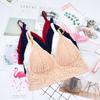 Sutiã feminino estilo francês triângulo sem anel de aço sutiã de renda fino respirável sexy envoltório colete estilo tubo