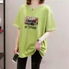 Camiseta de Manga Corta Estampada de Moda para Mujer, Estilo Nuevo Verano 2026, Longitud Media, Corte Holgado, Tallas Grandes, Top Adelgazante